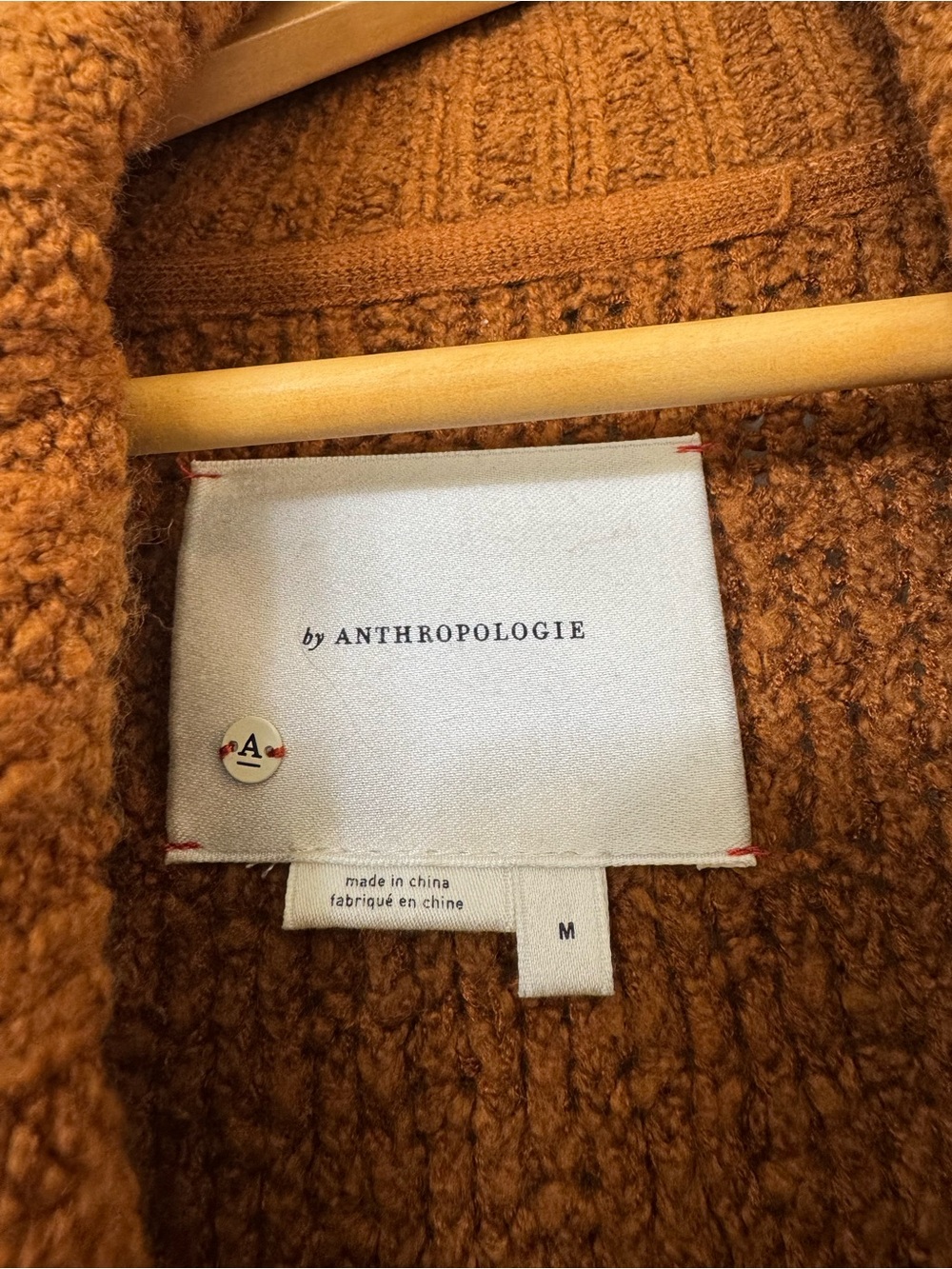 Anthropologie Cozy Rust Open-Front Ribbed Cardigan - Picture 4 of 4